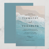 Invitation Mariage sur la plage de sable de l'océan bleu (Devant / Derrière)