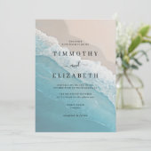 Invitation Mariage sur la Plage de Sable Océan Bleu (Debout devant)
