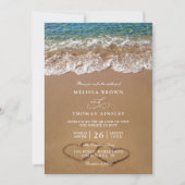 Invitation Mariage sur la plage d'été avec QR Code Cœurs dans (Devant)