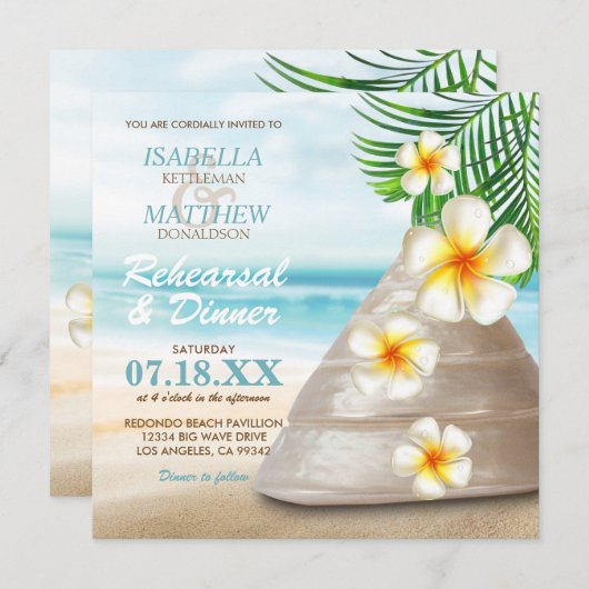 Invitation Mariage sur la plage | Dîner de répétition (Devant / Derrière)