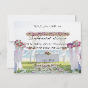 Invitation Mariage sur la Plage, Dîner de Répétition Floral
