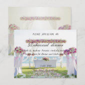 Invitation Mariage sur la Plage, Dîner de Répétition Floral (Devant / Derrière)