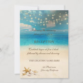 Invitation Mariage sur la plage Éclairage Coquillages Récepti (Devant)