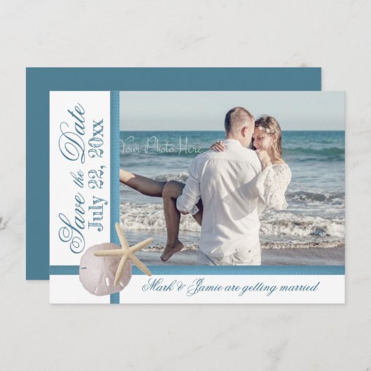 Invitation Mariage sur la Plage Étoile de Mer Dollar de Sable (Devant / Derrière)