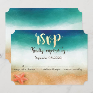 Invitation Mariage sur la Plage, Étoile de Mer RSVP