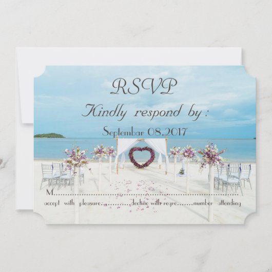 Invitation Mariage sur la plage Fleurs Arbre RSVP (Devant)