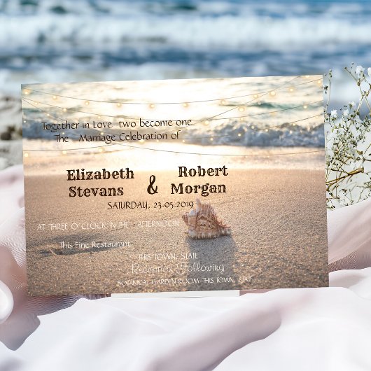 Invitation Mariage sur la Plage, Guirlande de Lumineuses Coqu