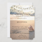 Invitation Mariage sur la plage, guirlande lumineuse de coqui (Devant)