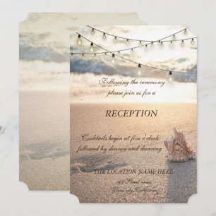Invitation Mariage sur la plage, guirlande lumineuse de coqui