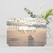 Invitation Mariage sur la Plage,Guirlandes de Lumineuses Coqu (Debout devant)