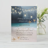 Invitation Mariage sur la Plage, Lumières de Corde des Étoile (Debout devant)