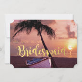 Invitation Mariage sur la plage, Palmier, Coucher du soleil,  (Devant)