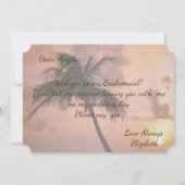 Invitation Mariage sur la plage, Palmier, Coucher du soleil,  (Dos)
