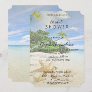 Invitation Mariage sur la Plage, Palmier, Étoile de mer  Réce