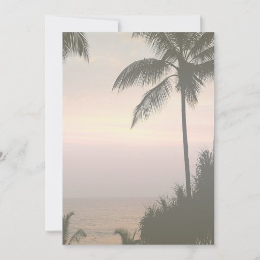 Invitation Mariage sur la plage Palmiers Coucher de soleil Ré (Dos)