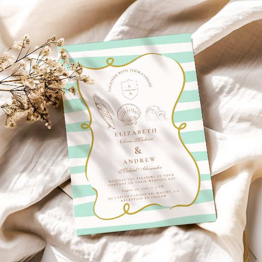 Invitation Mariage sur la plage rayée