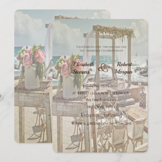 Invitation Mariage sur la plage rétro Arch (Devant / Derrière)