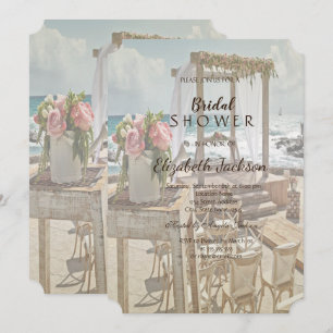 Invitation Mariage sur la Plage Rétro Arche Réception de Mari