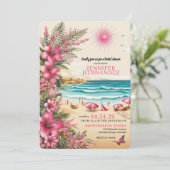 Invitation Mariage sur la plage rose (Debout devant)