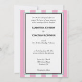 Invitation Mariage sur la plage rose vert blanc rayé (Devant)