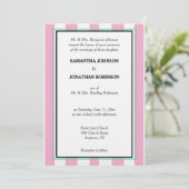 Invitation Mariage sur la plage rose vert blanc rayé (Debout devant)