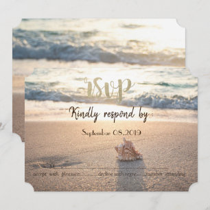 Invitation Mariage sur la plage, RSVP coquillage