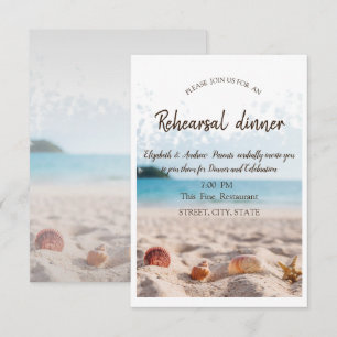 Invitation Mariage sur la Plage,Sable,Coquillages Dîner de Ré