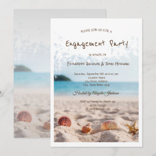 Invitation Mariage sur la Plage, Sable, Coquillages Fiançaill