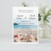 Invitation Mariage sur la Plage, Sable, Coquillages Invitatio (Debout devant)