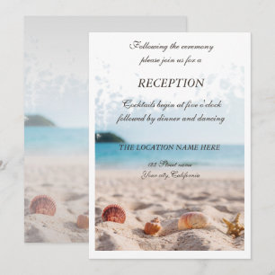 Invitation Mariage sur la Plage, Sable, Coquillages  Réceptio