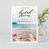 Invitation Mariage sur la Plage, Sable, Coquillages Réception (Debout devant)