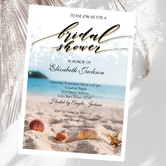 Invitation Mariage sur la Plage, Sable, Coquillages Réception