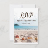 Invitation Mariage sur la plage,Sable,Coquillages RSVP (Devant)