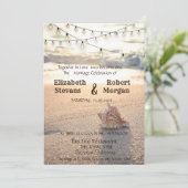 Invitation Mariage sur la Plage, Sable, Guirlande Lumineuse C (Debout devant)