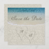 Invitation Mariage sur la plage Sandy Glitter Save the Date (Devant / Derrière)