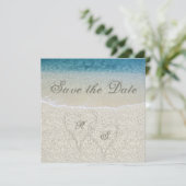 Invitation Mariage sur la plage Sandy Glitter Save the Date (Debout devant)