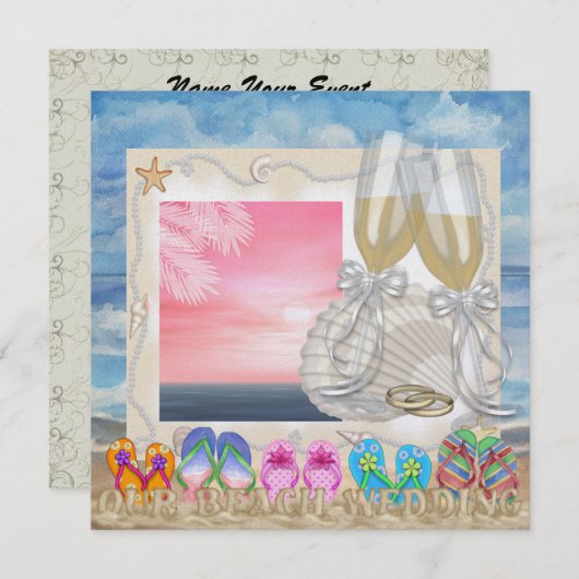 Invitation Mariage sur la plage - SRF (Devant / Derrière)