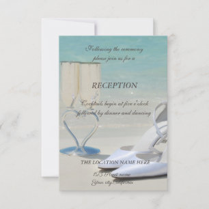 Invitation Mariage sur la Plage, Verre, Talons Hauts, Récepti
