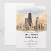 Invitation Mariage sur la skyline de Chicago (Devant / Derrière)