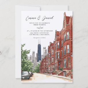 Invitation Mariage sur la skyline de Chicago