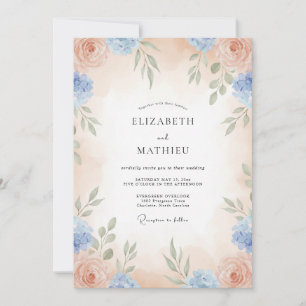 Invitation Mariage sur le thème Abricot Azur Vigne