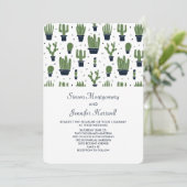 Invitation Mariage sur le thème Cactus Vert Rustique en Pots  (Debout devant)