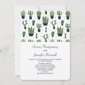 Invitation Mariage sur le thème Cactus Vert Rustique en Pots  (Devant)