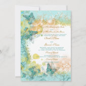 Invitation Mariage sur le thème de la plage Aqua gold (Dos)