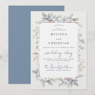 Invitation Mariage sur le thème de l'hiver "Botanique d'hiver