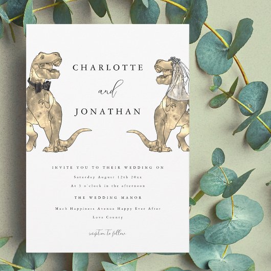 Invitation Mariage sur le thème des dinosaures