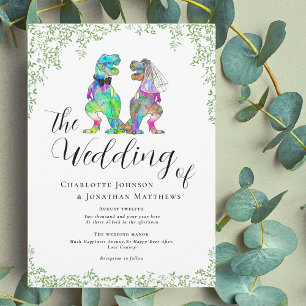 Invitation Mariage sur le thème des dinosaures colorés