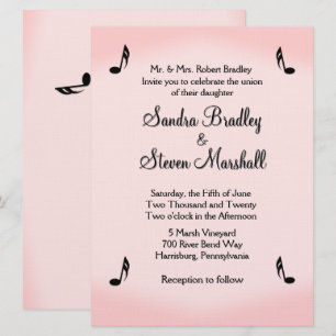Invitation Mariage sur le thème musical rose