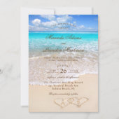 Invitation Mariage sur mesure élégant bleu océan plage tropic (Devant)