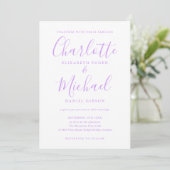 Invitation Mariage sur mesure Lavande Lilas (Debout devant)